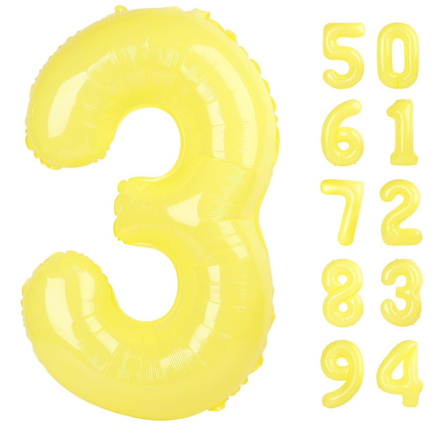 Yellow 3 Balloon, Number Balloons 40 Inch, 3rd Birthday Decorations for Kids Girls Women Party Supplies for Party Decorations, Number 3 Balloon
