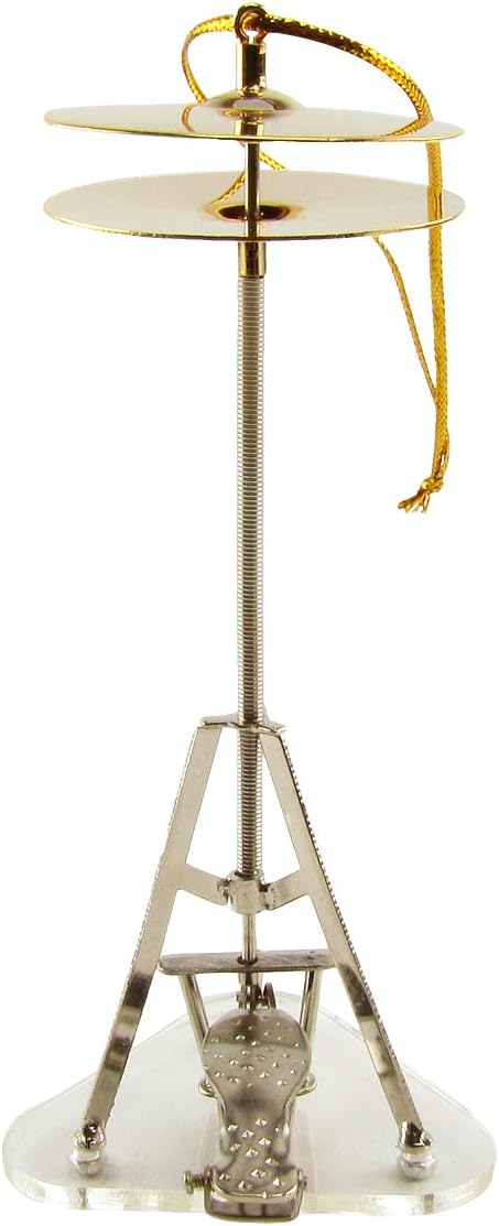Miniature Hi-Hat Cymbals with Stand - Realistic Drum Set Ornament for Collectors