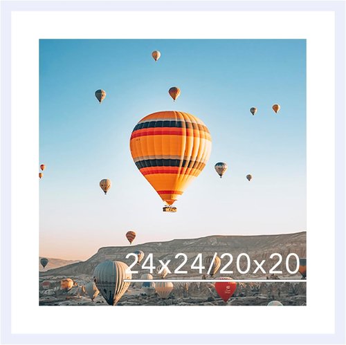 JCJMY 24x24 Picture Frame - White with 20x20 Mat | Shatter-Resistant Plexiglass for Wall Display