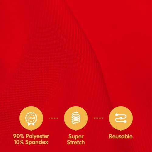 BRILLMAX 4 Pack Red Spandex Table Covers for 8 Ft Rectangle Tables - 180 GSM Thick Stretch Tablecloth Fitted, Reinforced Foot Pockets, Wrinkle Free Cloth for Wedding Banquet Party Trade Show