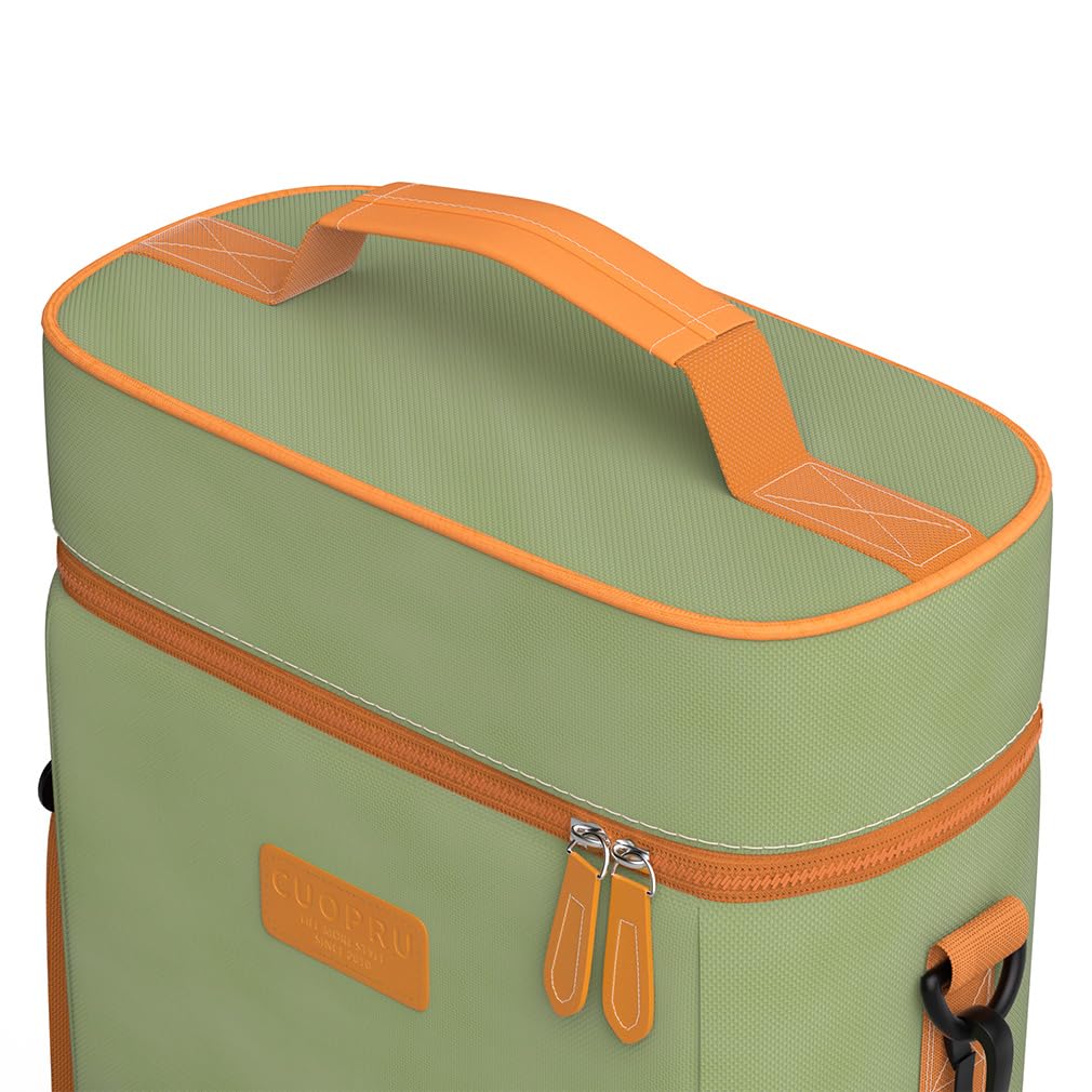 Cuopru Premium Yerba Mate Kit Carrier Tote Bag - Double Layer Waterproof 2 Wine Bottle Pockets Portable Bag for Travel, Picnic, Beach
