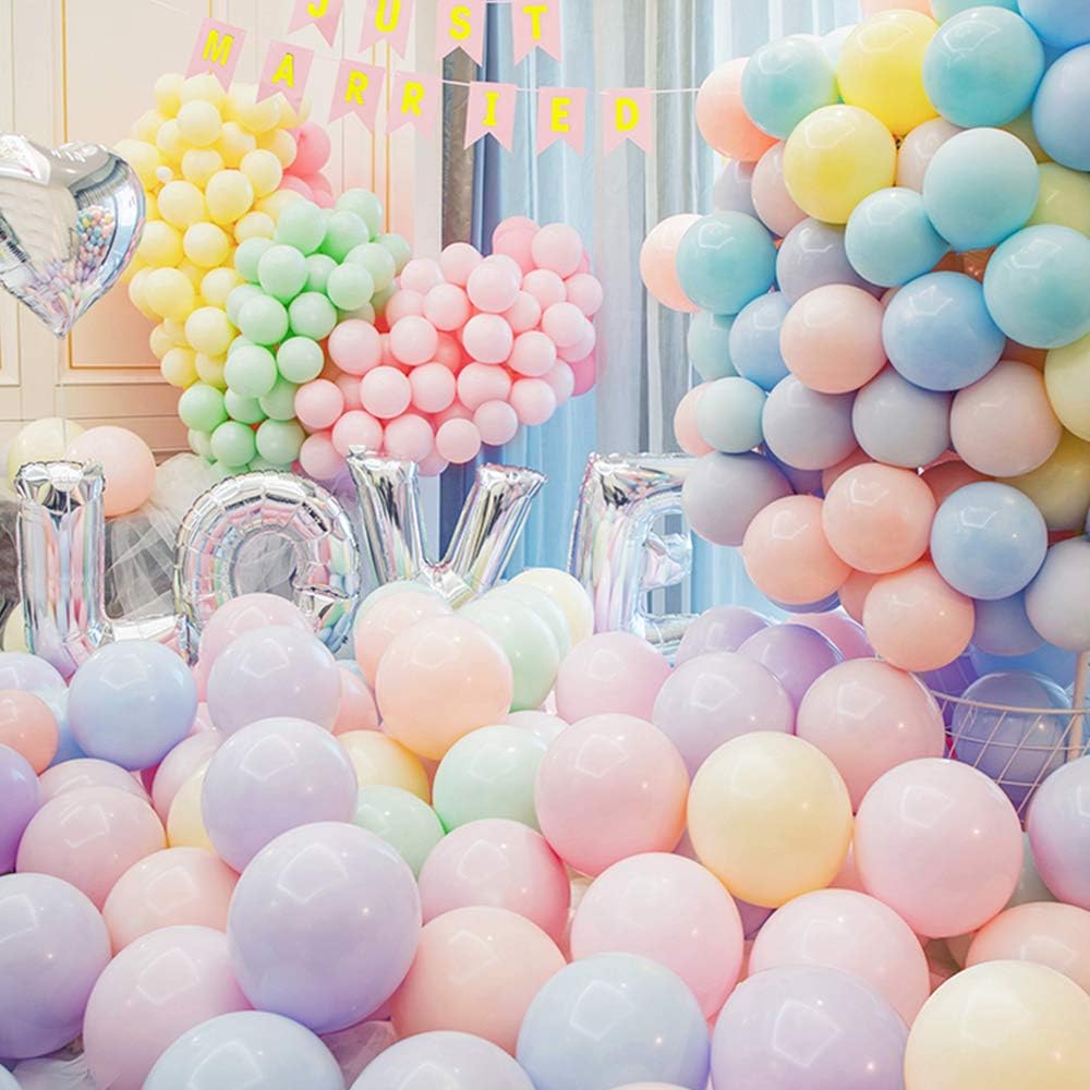 Skiennix 5-Inch Pastel Latex Balloons - 200 Pack Rainbow Macaron Candy Party Decorations