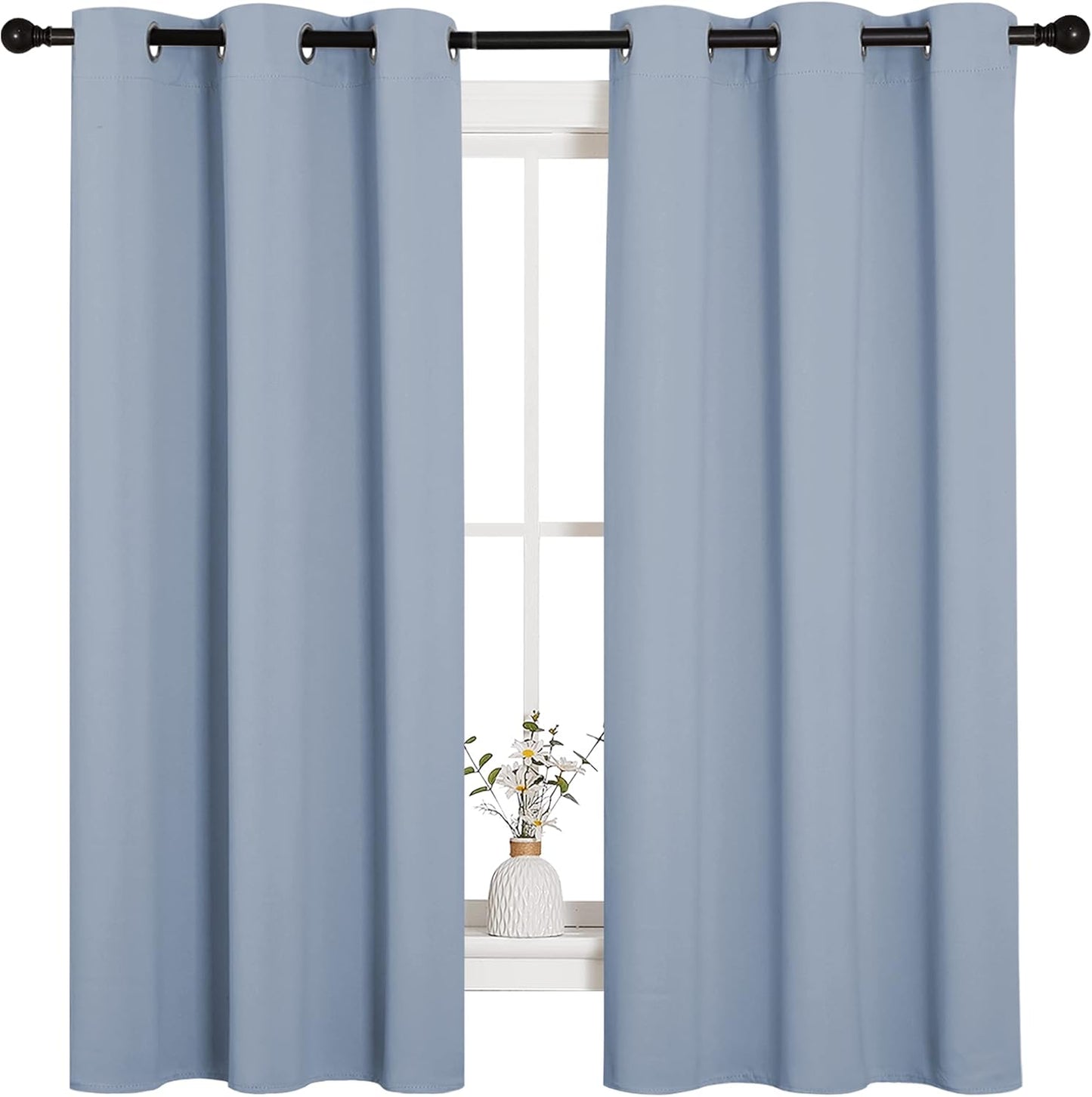 NICETOWN Vintage Blue Blackout Curtains - Thermal Insulated Drapes for Small Windows | 45" Length, 34" Wide, 2 Panels