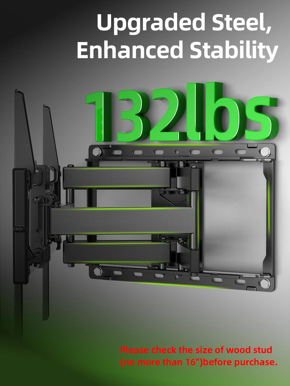 USX Mount Full Motion TV Wall Mount - Dual Swivel Articulating Tilt for 42-90 Inch TVs | VESA 600x400mm, 132lbs Capacity