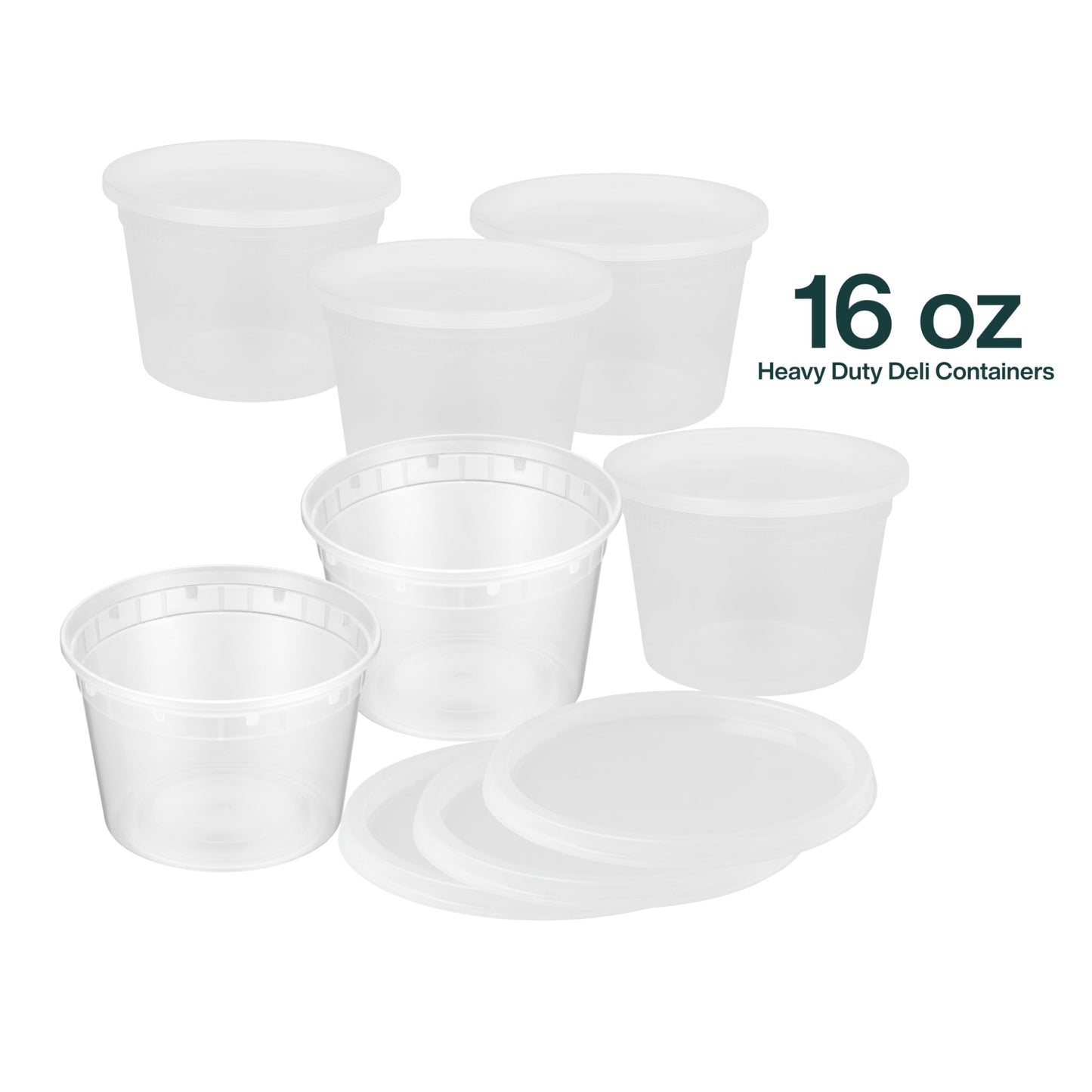 ProTakeOut 16oz [36 set] Heavy Duty Plastic Deli Container | BPA-Free Food Storage with Airtight Leak‑Proof Lids | Microwave, Freezer & Dishwasher Safe – Stackable, Bulk Reusable Soup & Meal Prep Tub