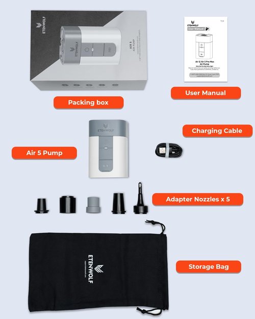 ETENWOLF AIR 5 Electric Air Pump - 5200 mAh Portable Inflator/Deflator for Pool Floats & Camping