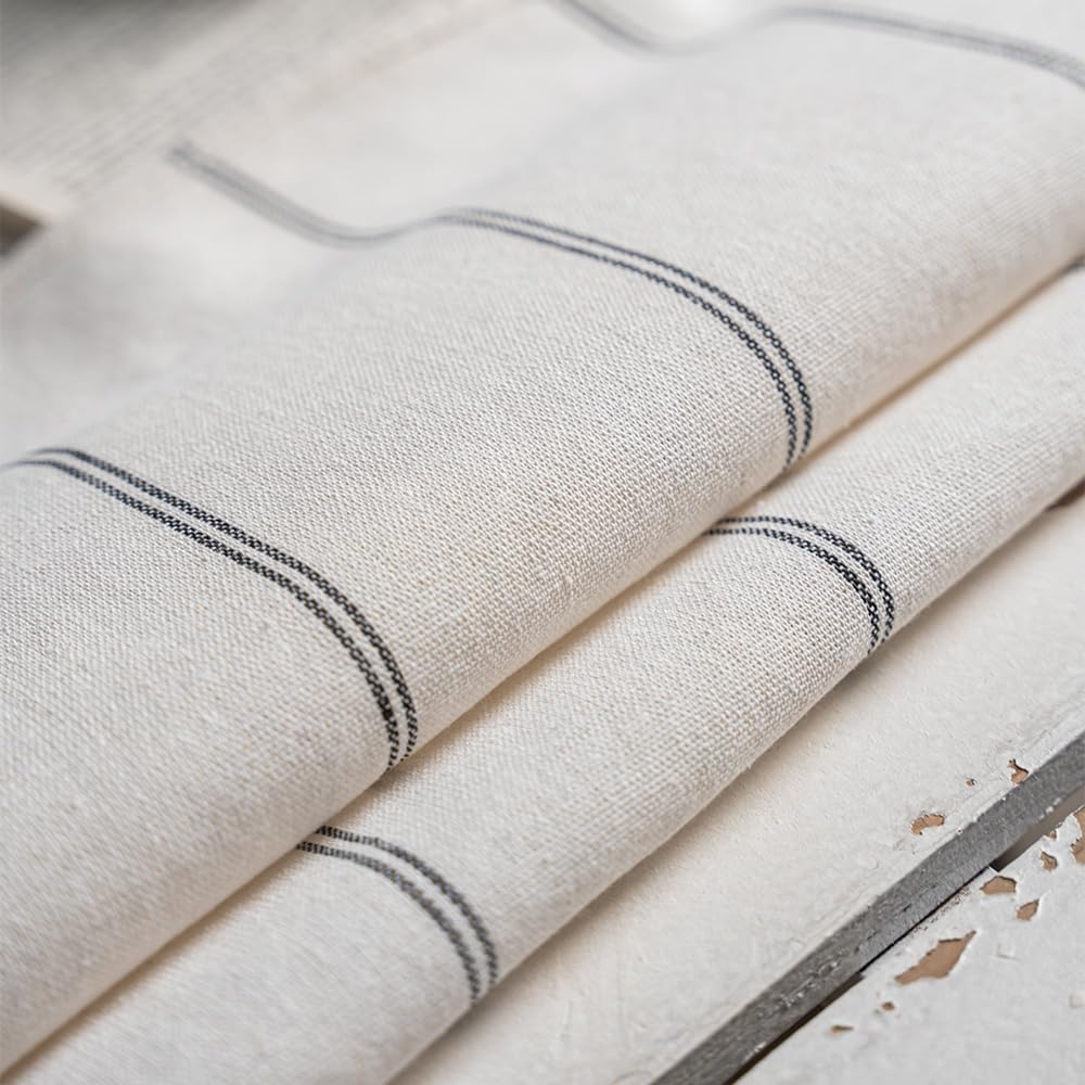 ArtBud Cotton Linen Table Cloths Boho Farmhouse Heavy Fabric Table Cover Burlap Striped Washable Table Top for Parties Coffee Kitchen Picnic Round, 60"(4-6 Seats)