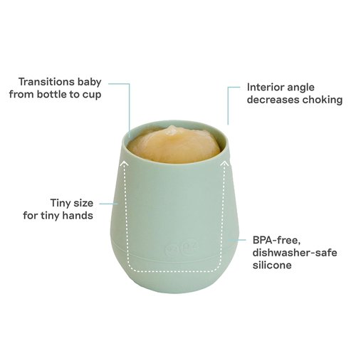 Ezpz Tiny Cup - 100% Silicone Training Cup for Infants | Sage Color | Ideal for Baby-Led Weaning