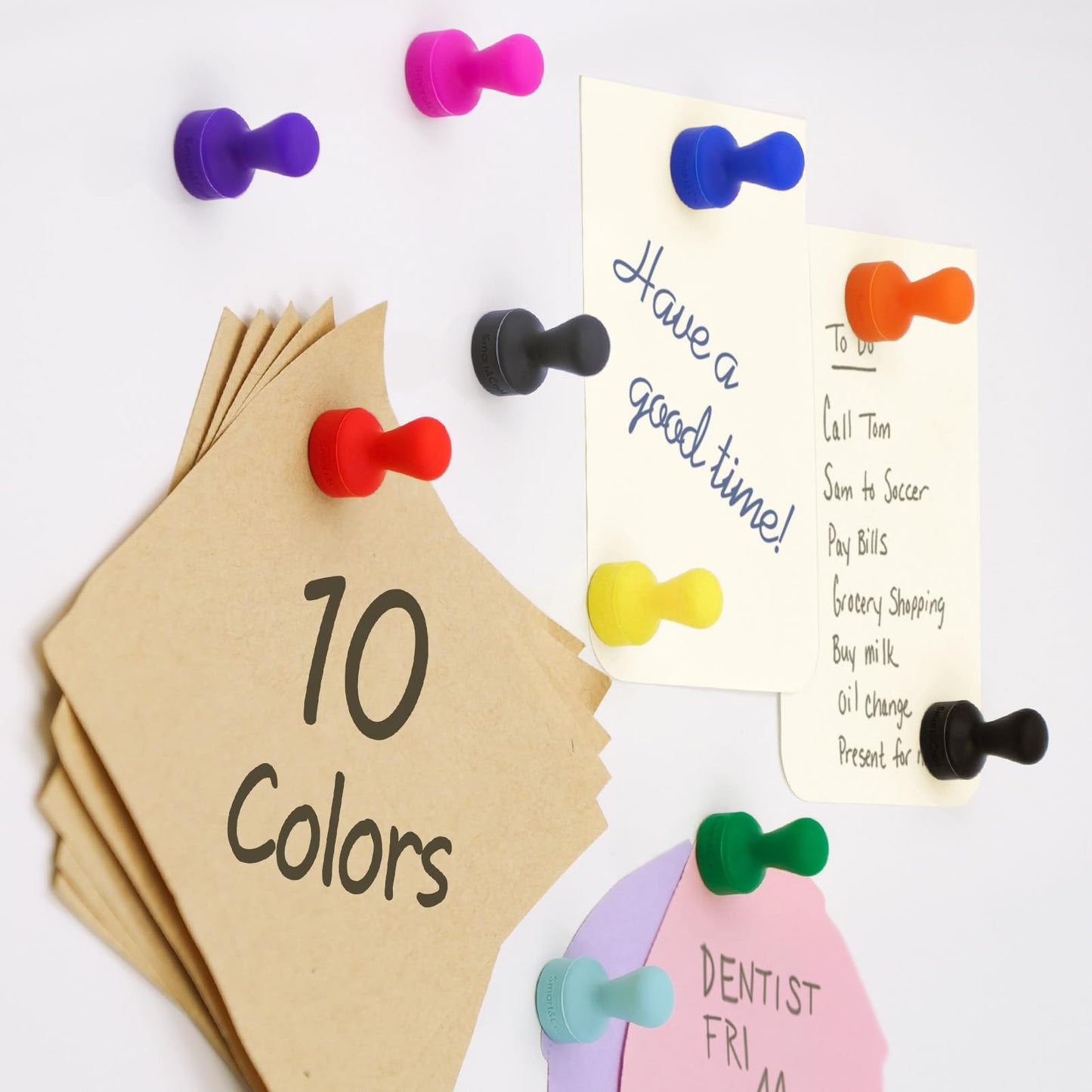 SMART&COOL Silicone Anti Scratch Push Pin Refrigerator Magnets, Thumbtack Magnets for Fridge, Dry Erase Board, Whiteboard, Office, Classroom, School (20 Pack, Multi)