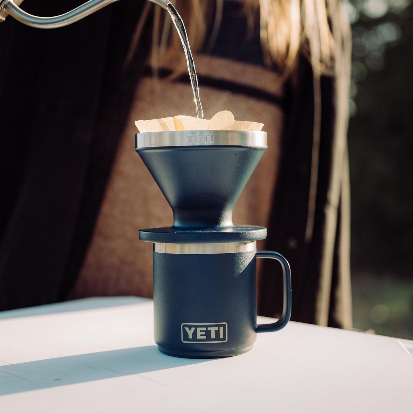 YETI Rambler 10 oz Ceramic Lined Stackable Mug, Vacuum Insulated, Stainless Steel with MagSlider Lid, Black
