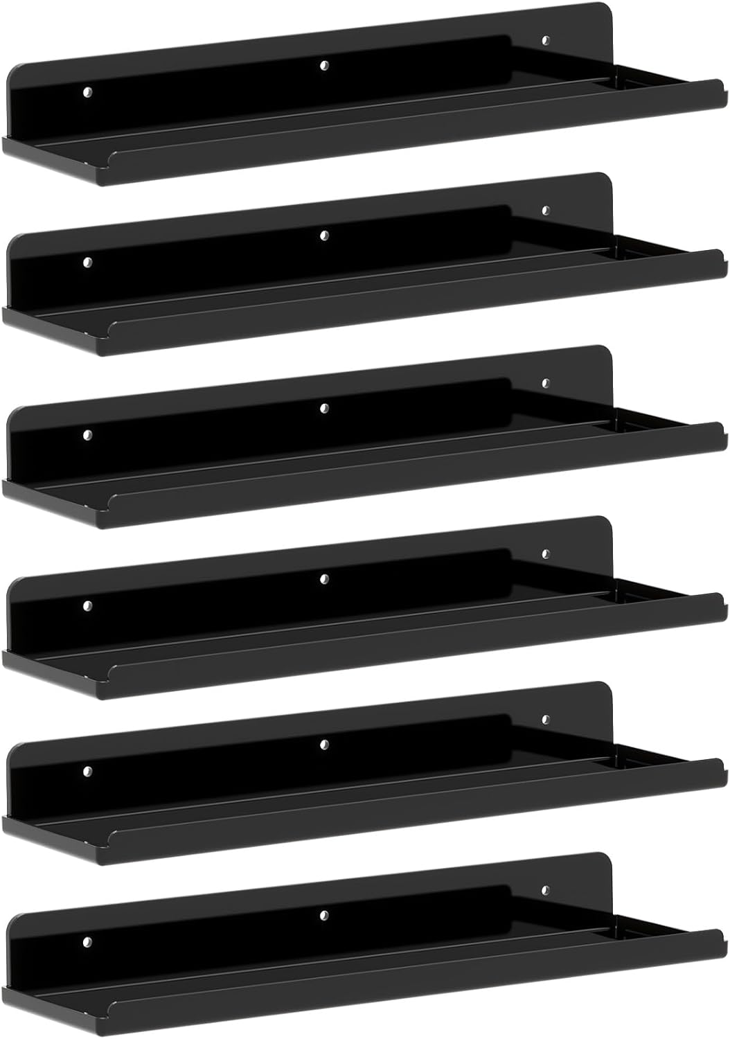 Lifewit Floating Shelves - 15" Acrylic Wall Organizer for Perfume & Decor | Black, 6 Pack