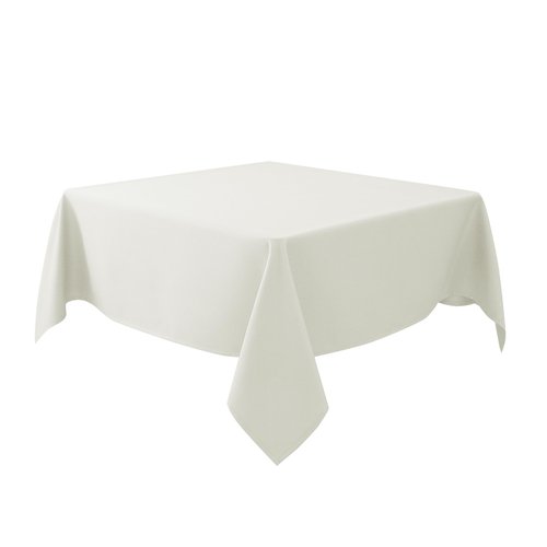 Biscaynebay Textured Fabric Square Tablecloths 90x90 Inches, Ivory Water Resistant Card Table Cloth Folding Table Cover for Dining, Kitchen, Wedding and Parties etc. Machine Washable