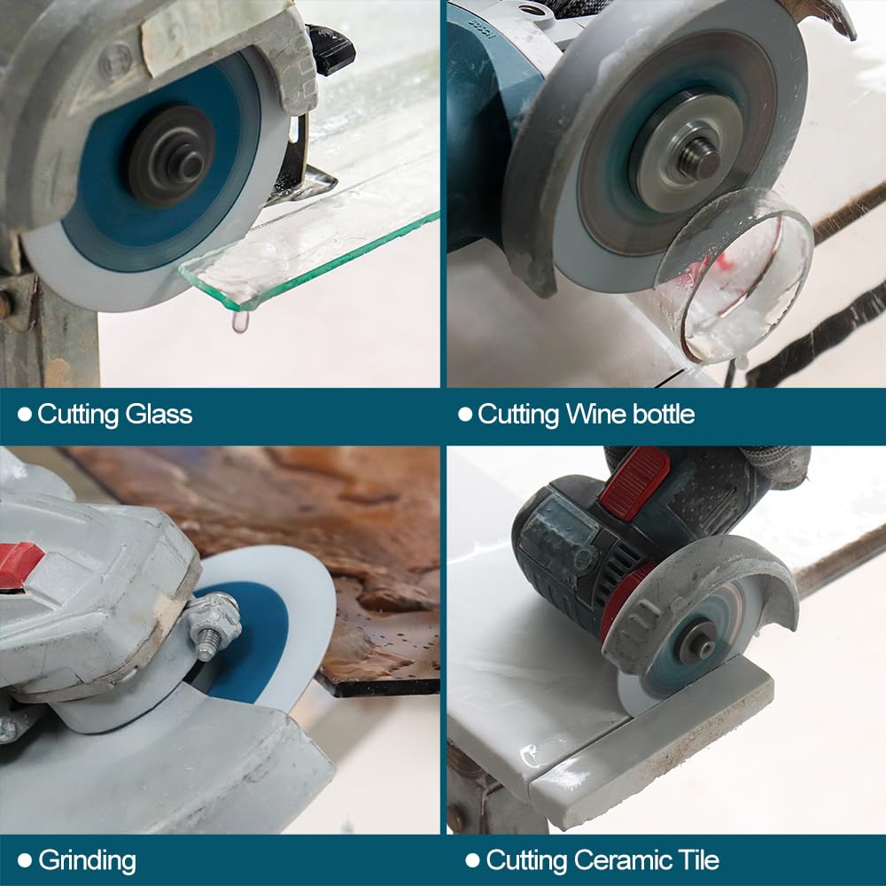 MINLAYCUT Diamond Glass Cutting Disc - 3pcs 4.5 inch/115mm Saw Blades for Cutting Glass Jade Crystal Wine Bottle for Angle Grinder Arbor 7/8'' x 5/8''