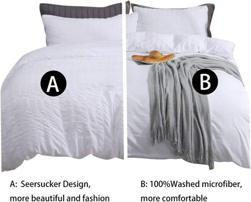 AveLom King Duvet Cover Set - Ultra Soft Seersucker Textured Microfiber | 3 Pieces with Zipper Closure (104 x 90 inches)