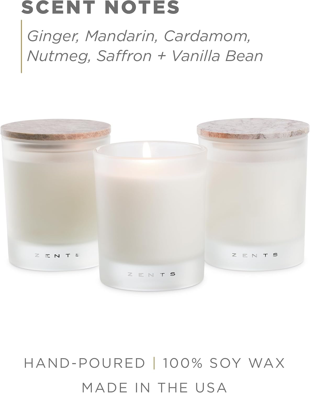 Zents Scented Soy Wax Candle (Earth - Sandalwood & Fir Needle), Large Jar Single Wick, Uplifting Home Decor Accent, 8.5 oz