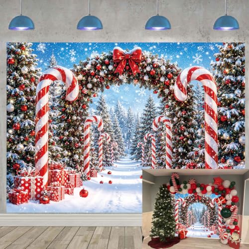 Cumia Christmas Candy Cane Backdrop 7x5ft for Photography – 7x5FT
