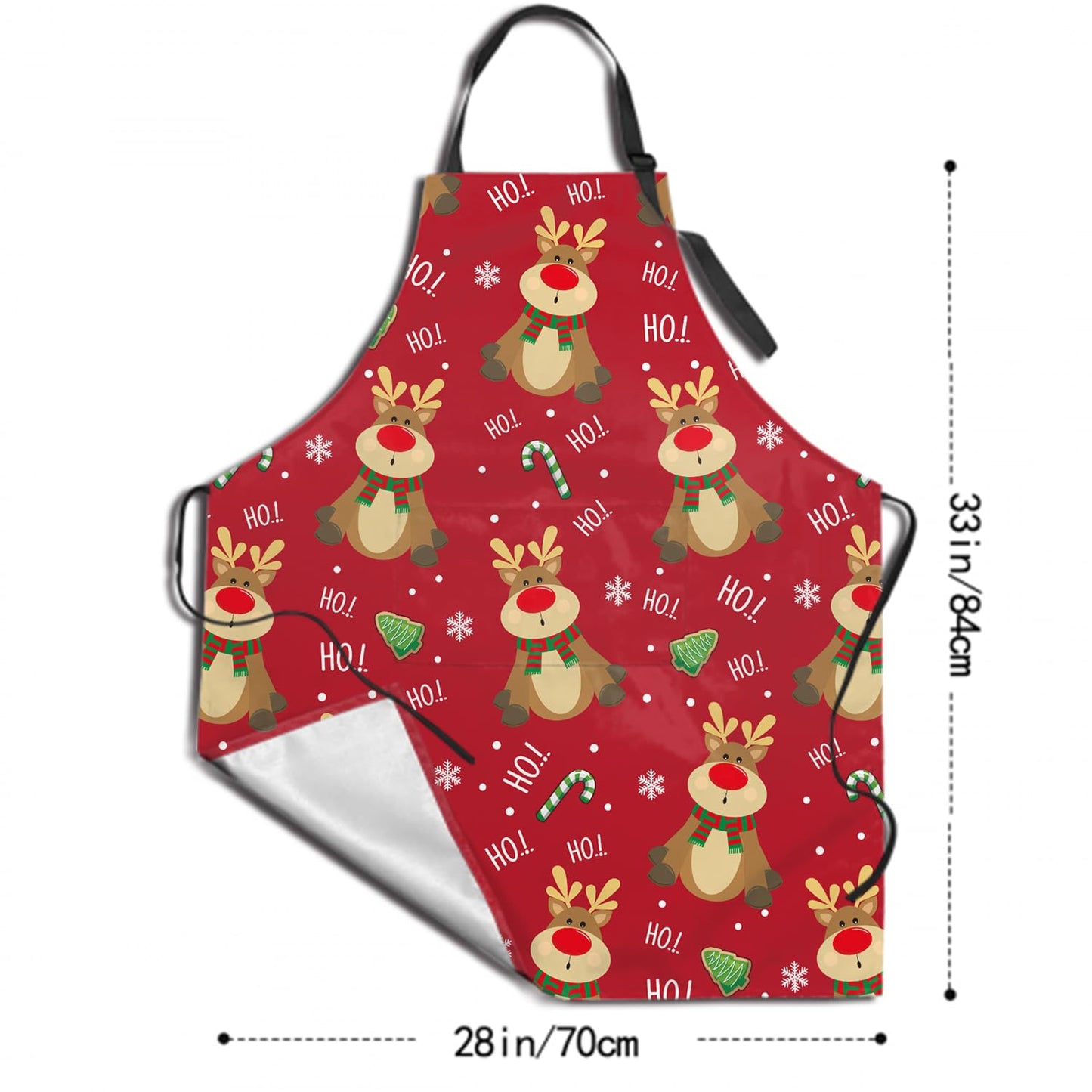 Granbey Chistmas Apron with 2 Pockets Holiday Kitchen Apron Christmas Elk Style Decoration Apron for Christmas Dinner Party Cooking Baking Crafting House Gift for Bakers Mom Dad Wife Husband