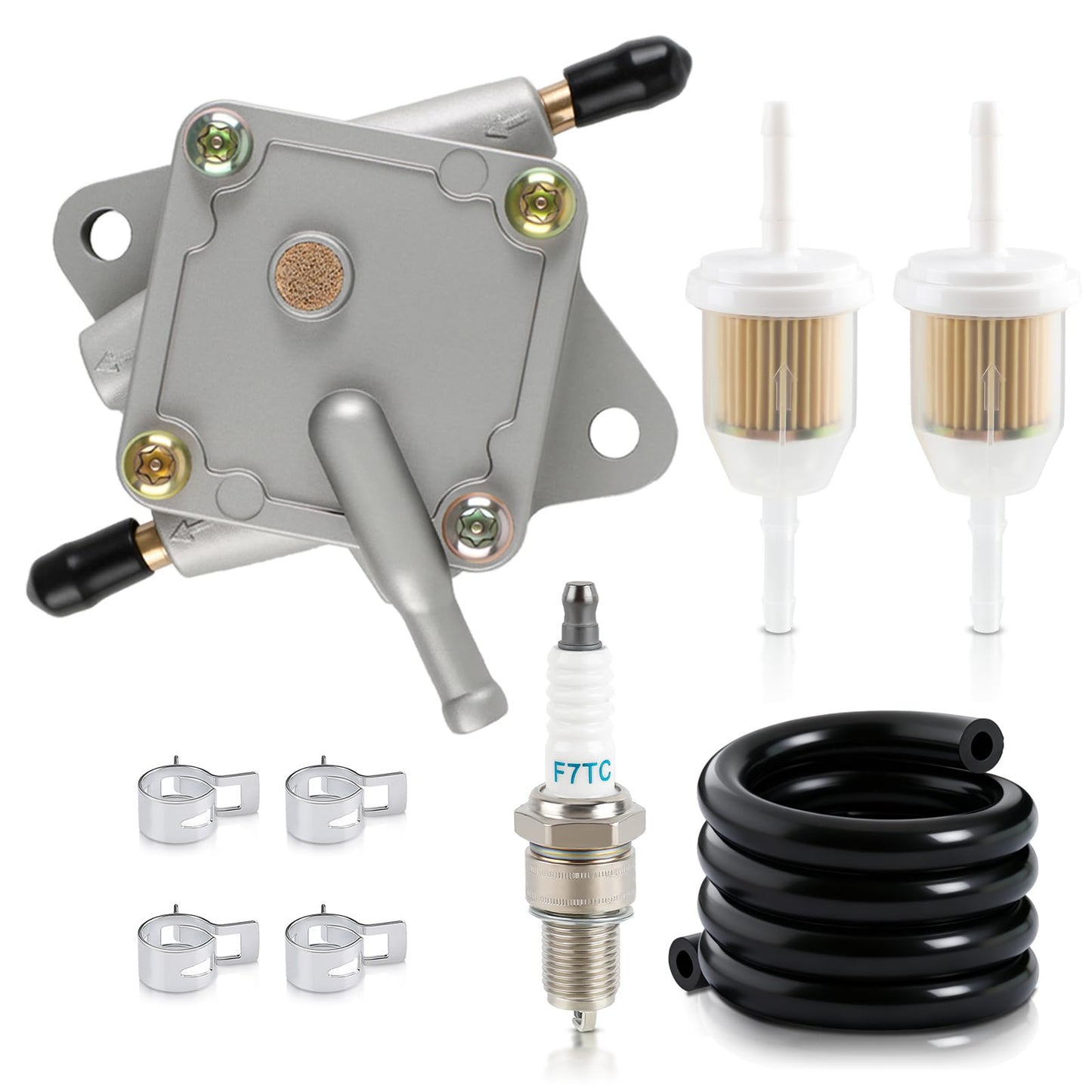 AUTOKAY 72021-G01 Golf Cart Fuel Pump Fits for EZGO TXT MEDALIST Golf Cart 4-Cycle 295CC 350CC 1994-UP with Fuel Line Spark Plug