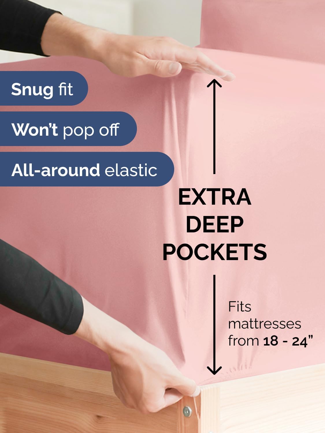 Skiennix Extra Deep Cal King Sheet Set - 6 Piece Breathable Cooling Bedding - Soft Wrinkle-Free Baby Pink