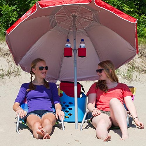 Wondershade Portable Sun Shade Umbrella - Red, Adjustable Beach & Outdoor Umbrella with Tripod Base