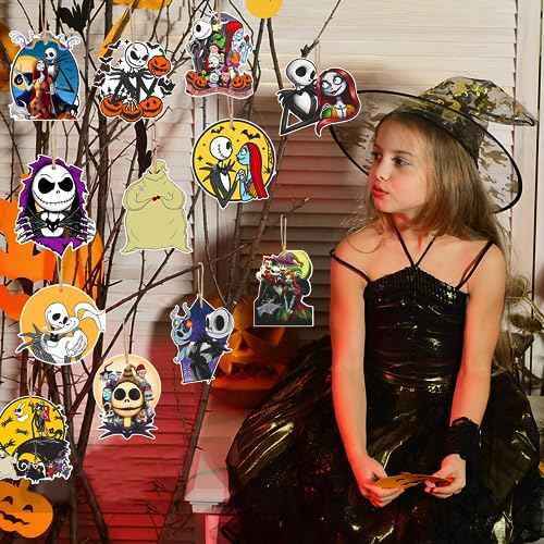 20Pcs Night Before Christmas Tree Omament Night Before Christmas Decorations Ornaments for Tree Jack and Sally Omament Nightmare Christmas Baby Shower Decorations