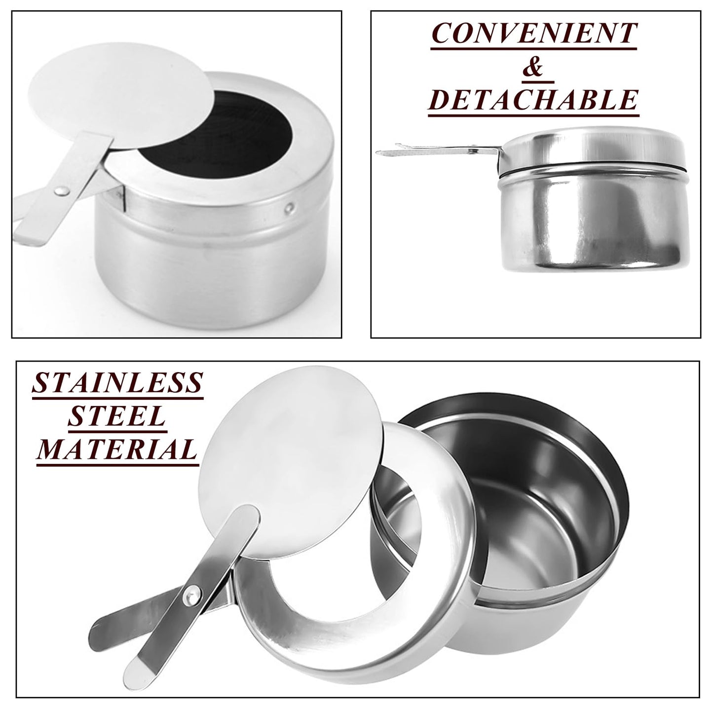 Cheardia 8 Pack Chafing Fuel Holder, Stainless Steel Chafe Wick Fuel Holder with Safety Cover Canned Heat Box Holder for Chafing Dish, Buffet, Barbecue, Parties