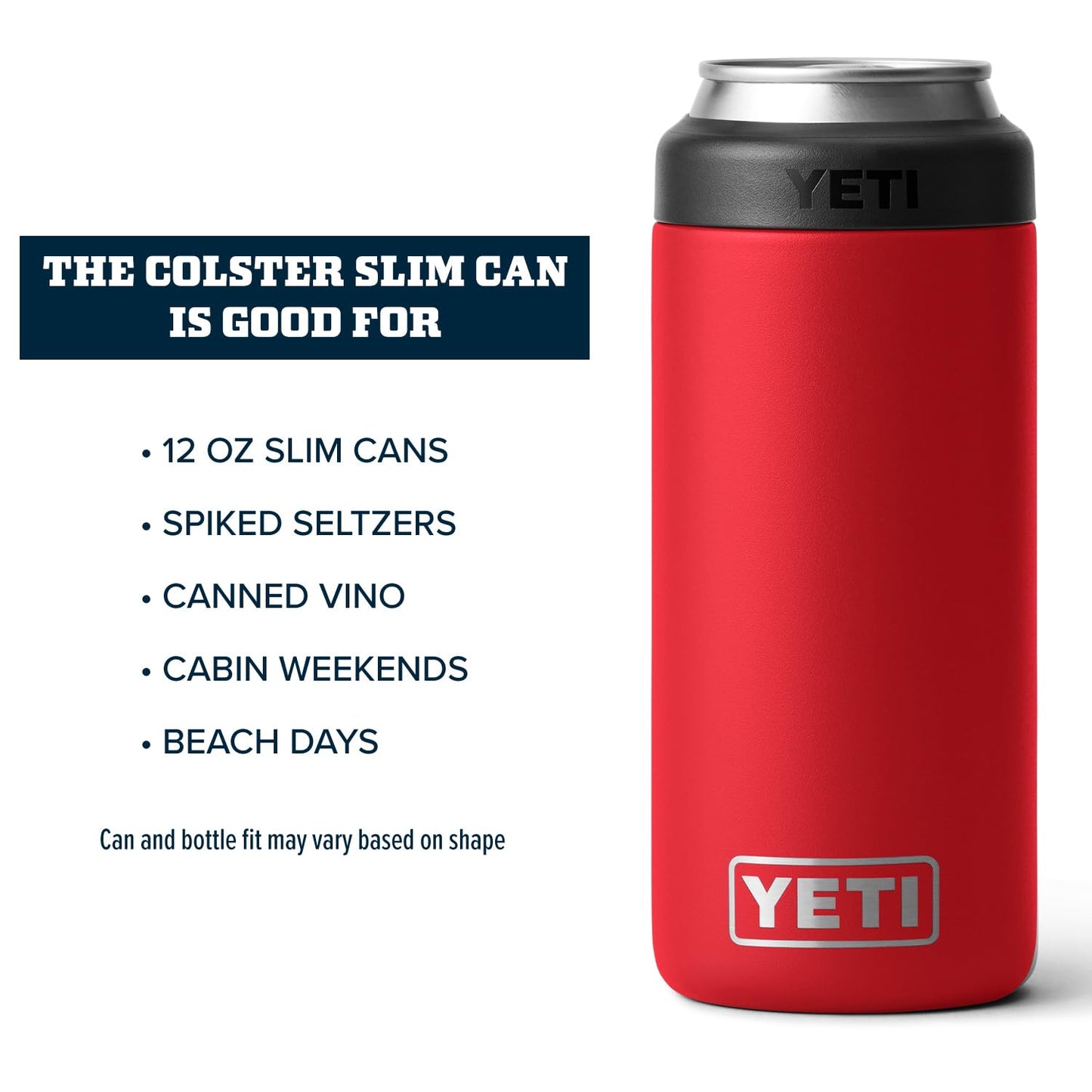 YETI Rambler 12 oz. Colster Slim Can Insulator for the Slim Hard Seltzer Cans, Rescue Red (NO CAN INSERT)