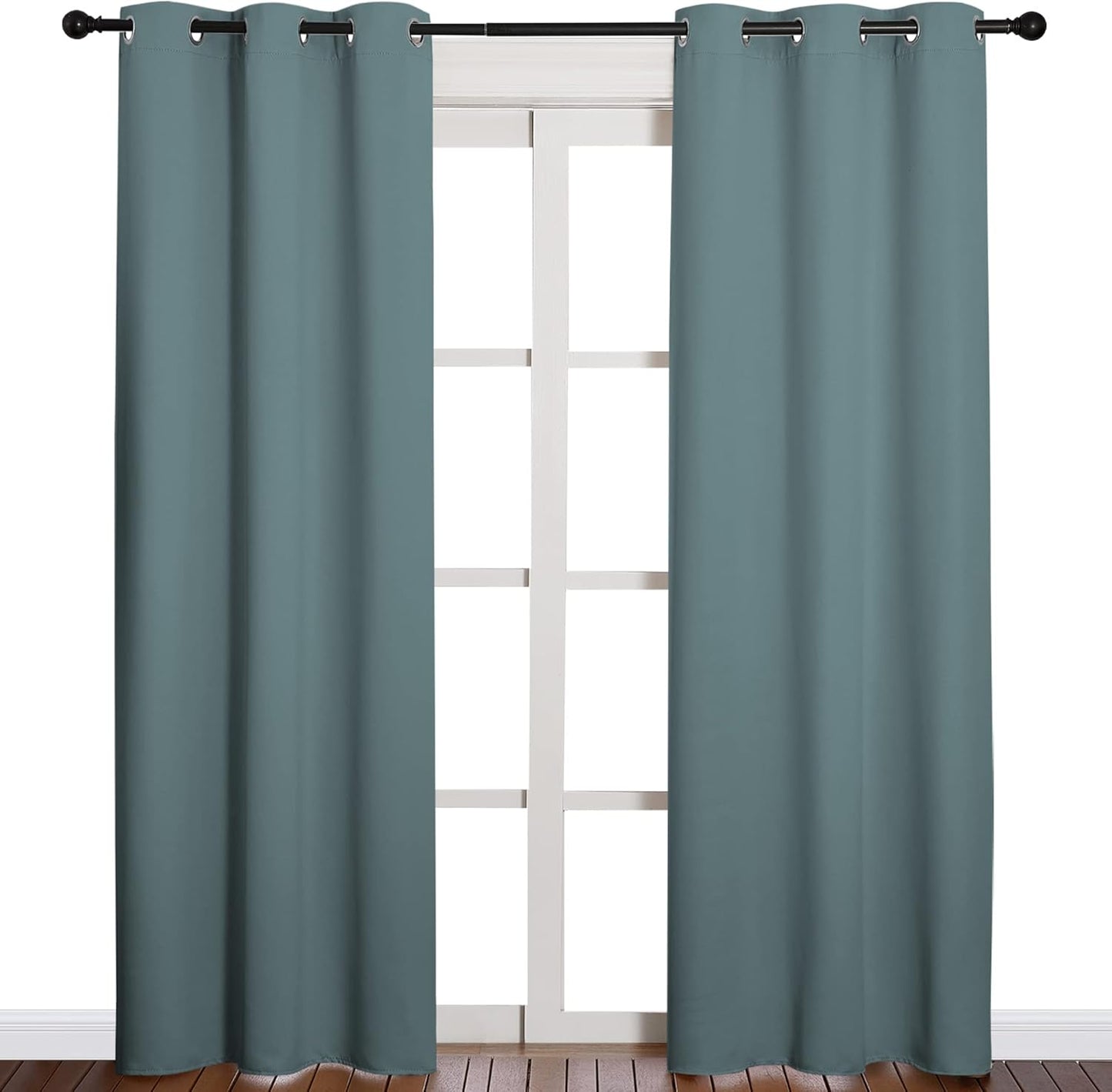 NICETOWN Modern Blackout Curtains - Noise Reducing & Thermal Insulated Drapes | Greyish Blue, 2 Panels (W42 x L84-Inch)