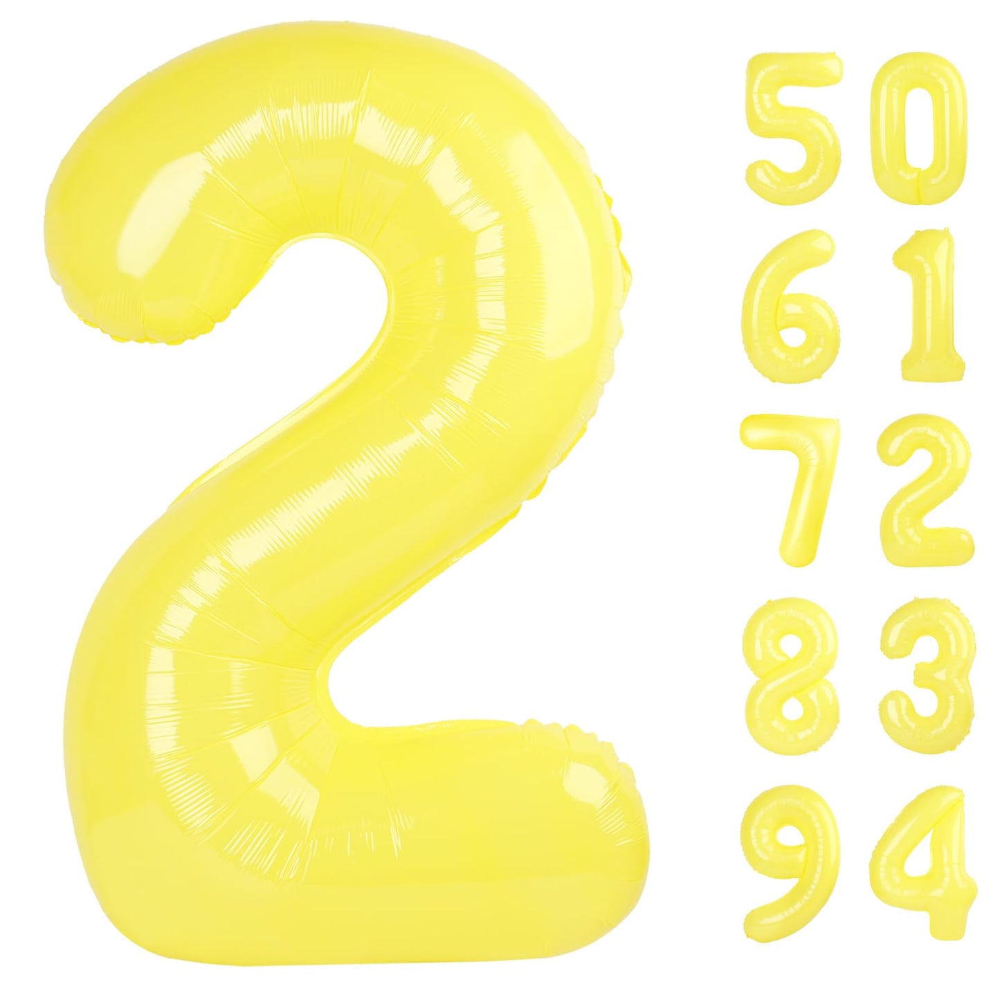 Yellow 2 Balloon, Number Balloons 40 Inch, 2nd Balloon Number Birthday Decorations, Second Two Birthday Party Supplies, Number 2 Balloon