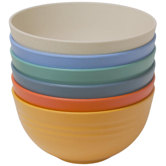 LuckyZone Unbreakable Cereal Bowls - 24 oz Reusable Wheat Straw Bowl Set of 6 - Dishwasher & Microwave Safe - Perfect for Cereal, Soup and Rice - BPA Free, Healthy & Eco-Friendly (6 Color_H)