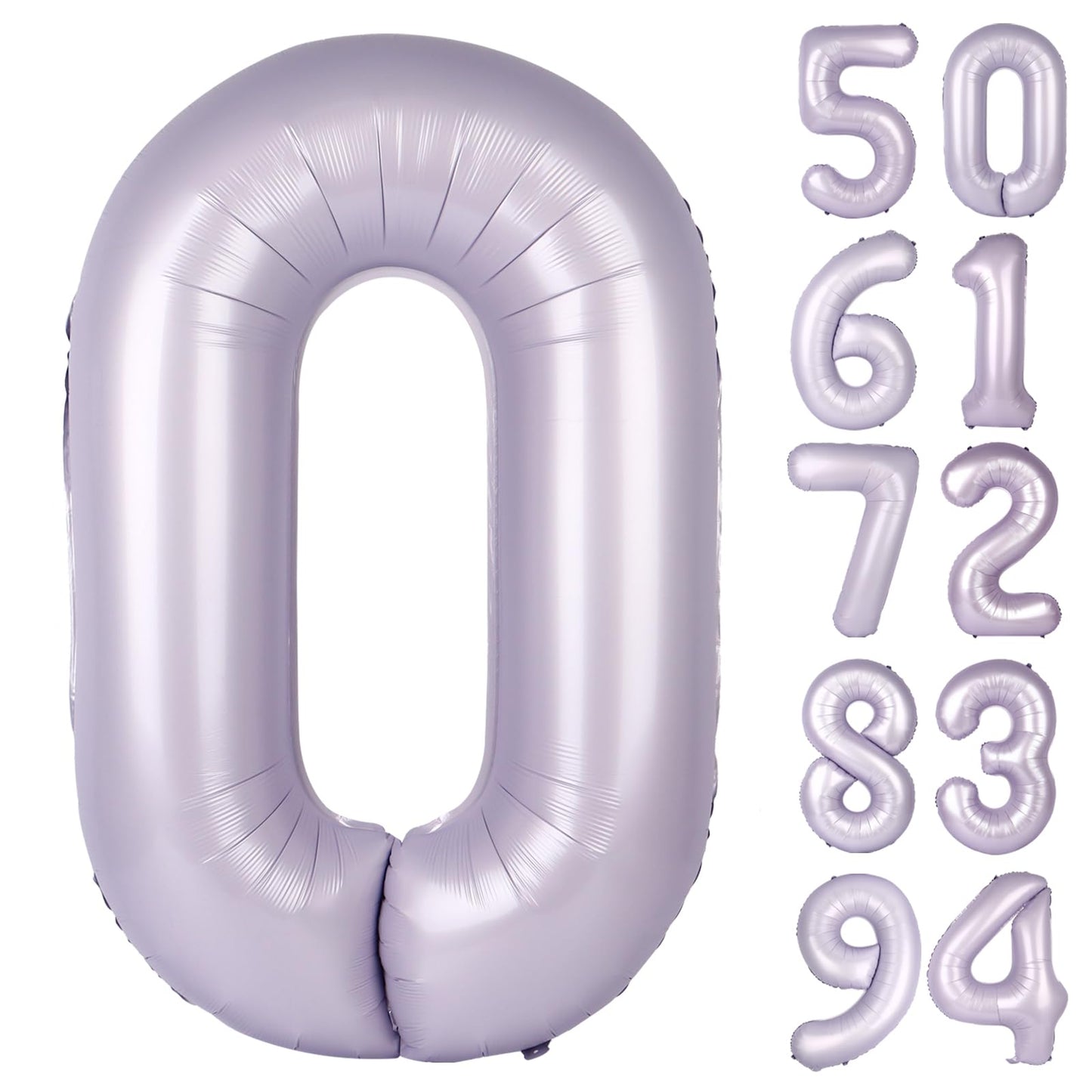 Lilac Number Balloon 40 Inch, 0 Number Balloons, 10 20 30 40 50 Numbers Balloon Birthday Decorations, Lavender Party Supplies for Women