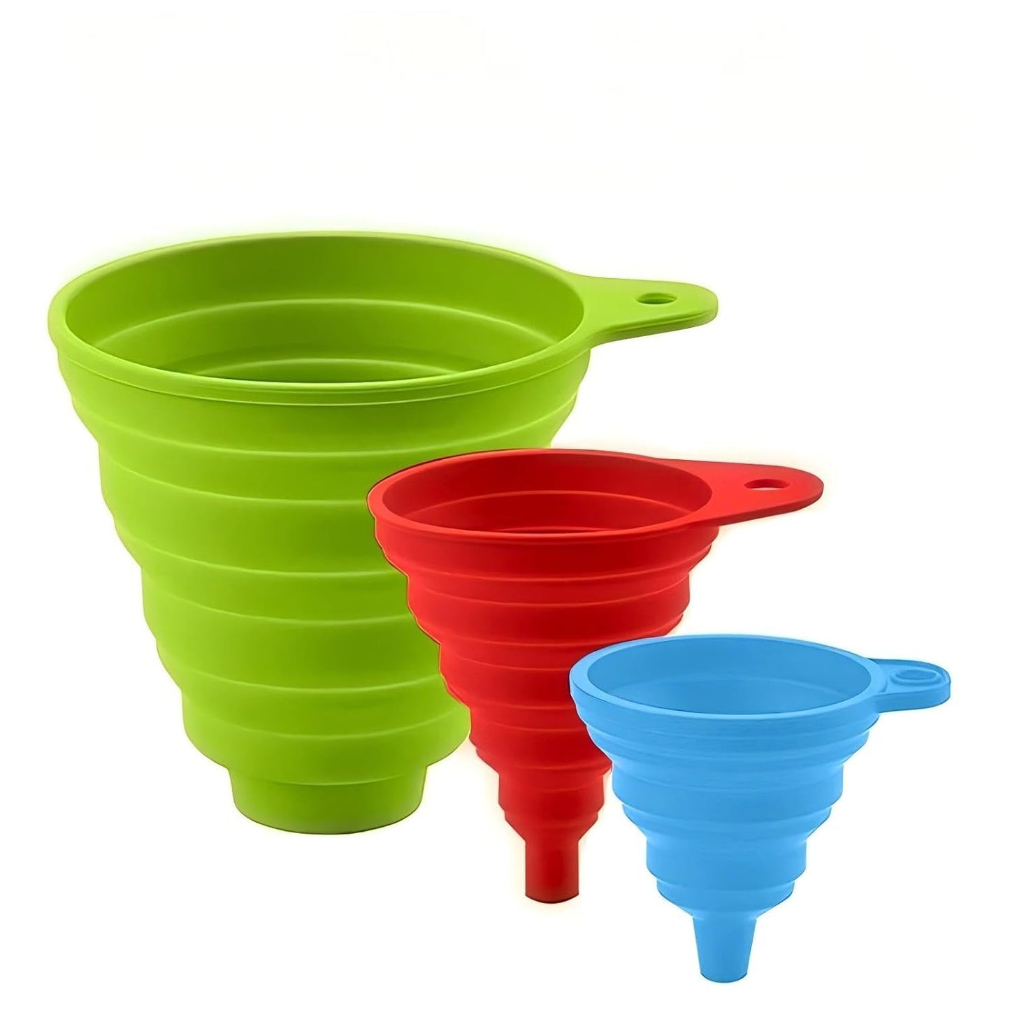 Skiennix Kitchen Funnel Set - 3 Pack Foldable Silicone Funnels for Easy Liquid Transfer | Food Grade