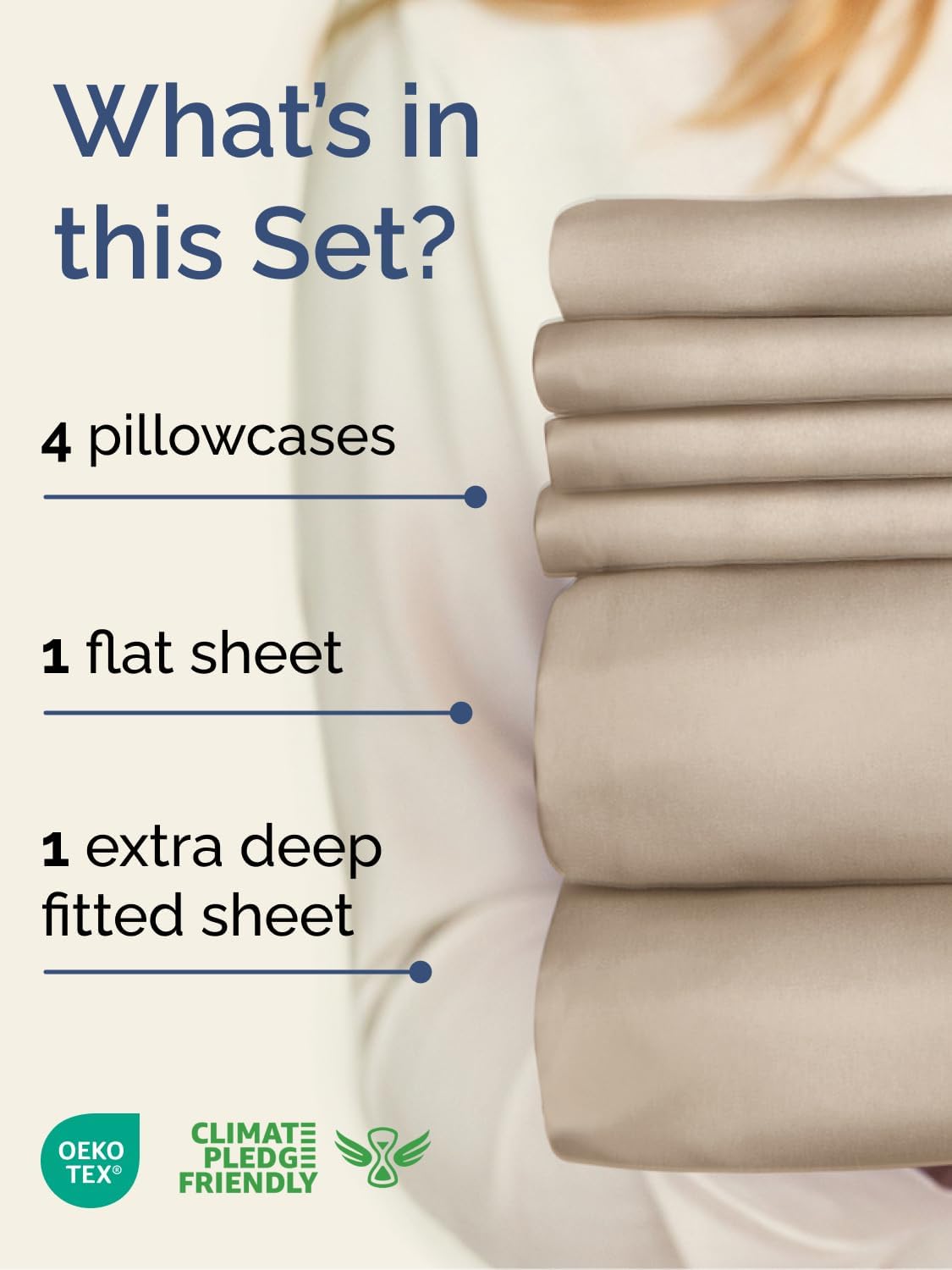 Skiennix Extra Deep Full Sheet Set | 6-Piece Breathable Cooling Bedding - Soft, Wrinkle-Free, Wheat Color