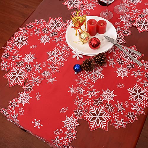 Simhomsen Embroidered Snowflakes Table Runner 14x144 inches Christmas Winter Decor