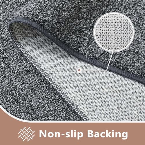 Grey Area Rug 6x9 ft Non-Slip Washable Soft Thin for Living Room & Bedroom - Variation 09 Grey / 6' x 9'
