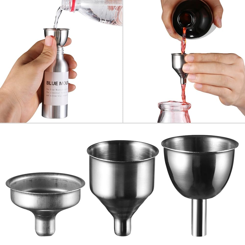 Skiennix Stainless Steel Oil & Vinegar Funnel - Perfect for Wine & Spice Filling | Compact Design