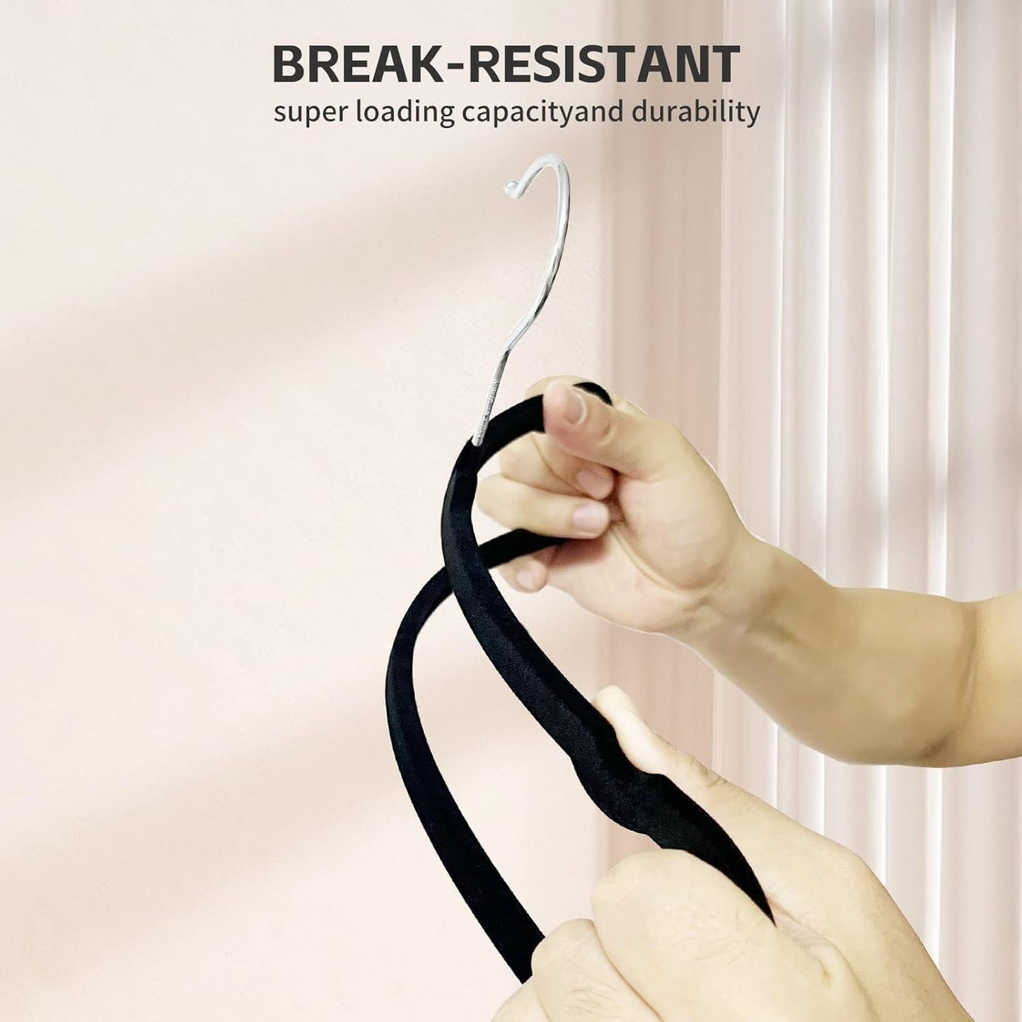 Velvet Hangers Non Slip - 20 Pack Pants Hangers for Closet - Thin Space Saving Clothes Hanger - Strong, Durable, Jean Perchas with 360 Degree Rotatable Hook for Tank Top (Black Silver Hook)