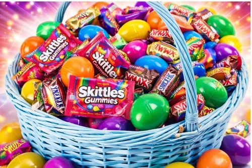 Chocolate Sweet Sour Gummy Combo Egg Hunt Pre Filled Candy Easter Eggs, 50 Count