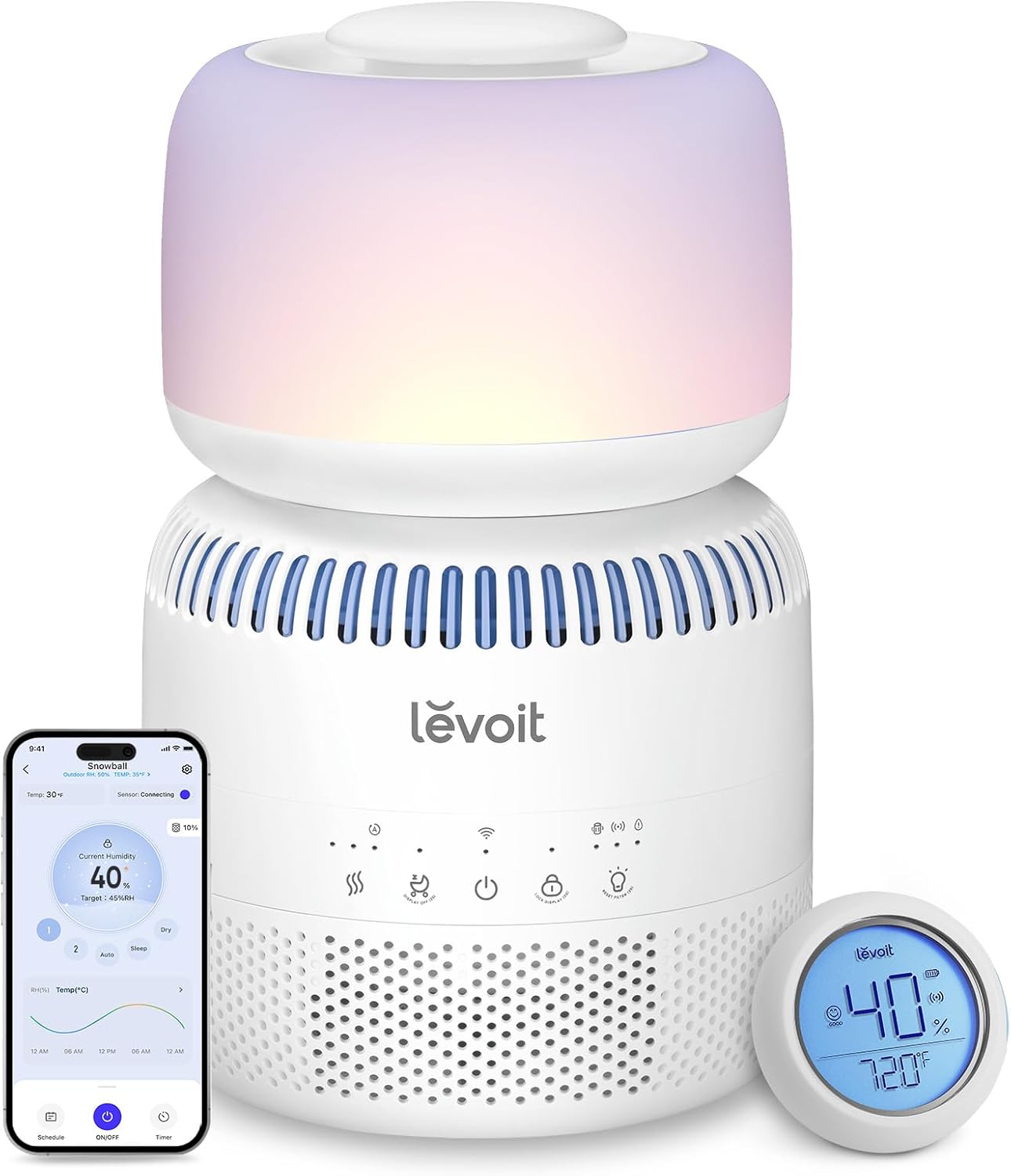LEVOIT Evaporative Humidifier - Smart Control with Dual Filters & Nightlight | 3.8L Tank for 36 Hours