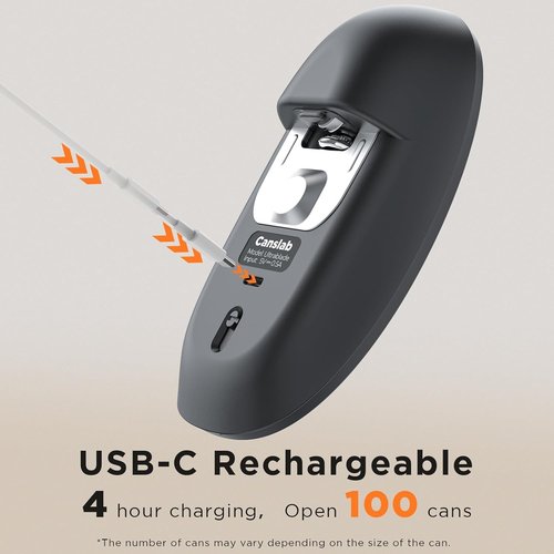 Canslab Ultrablde SE - USB Rechargeable Electric Can Opener for Seniors | Cordless, Hands-Free, Smooth Edge, Grey
