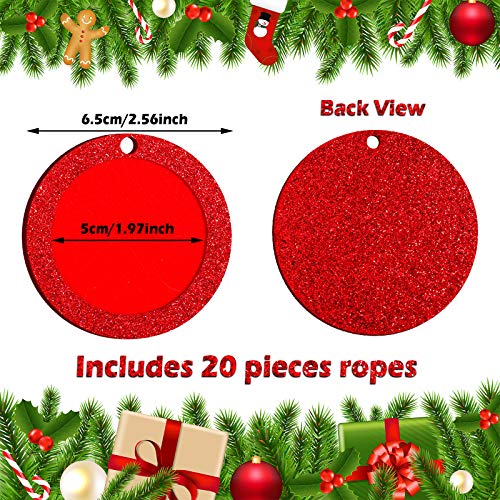 Christmas Photo Frame Ornaments - Set of 20 Glitter Felt Holiday Decorations