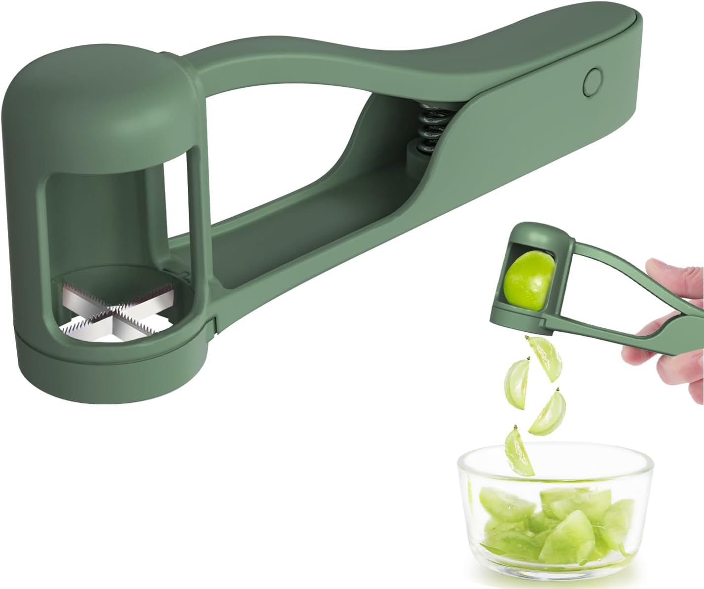 Luvan Grape Cutter for Toddlers 1-3 | Stainless Steel Slicer for Fruits & Vegetables - Green