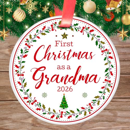First Christmas as a Grandma Ornament 2026 – New Grandma Christmas Gift by Elegant Chef