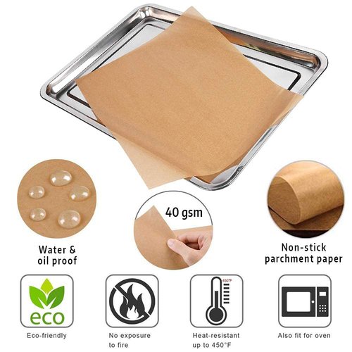 Comfylife 120 x Parchment Paper Sheets - No Curl, No Tear, No Burn Baking Paper (16 x 12 inch) – No Chemical Unbleached – Cookie Paper Precut Baking Sheets For Baking