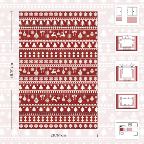Christmas Red 4x6 Area Rugs for Entryway, Washable Non‑Slip Low‑Pile
