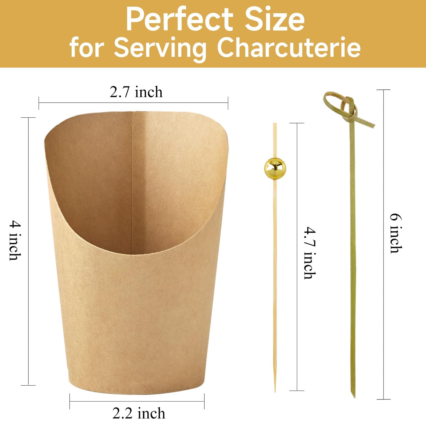ZORRITA Small Charcuterie Cups with Sticks, 8 oz, 50 Sets