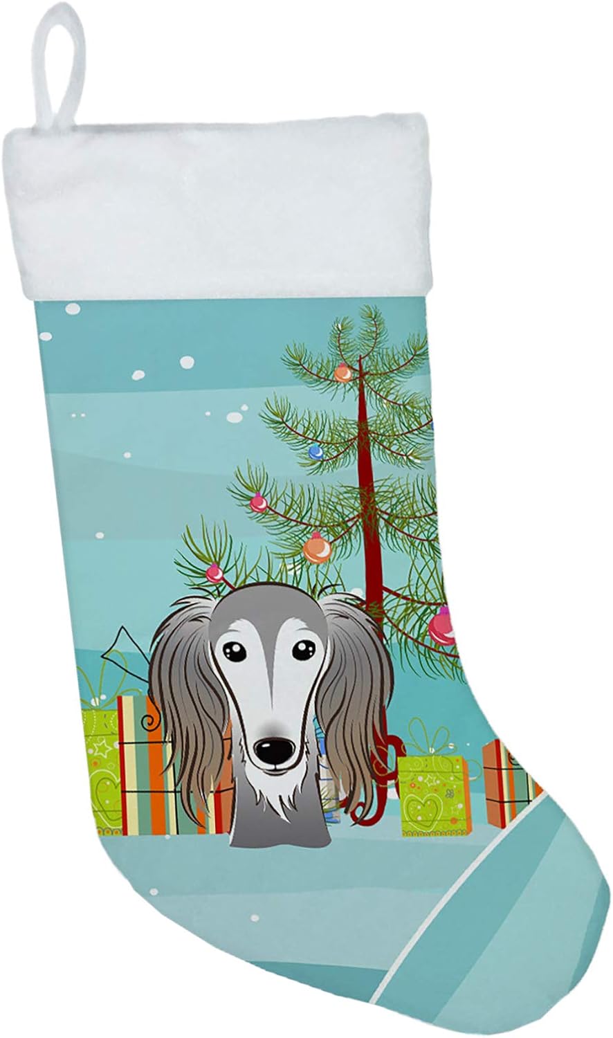 Shih Tzu Christmas Stocking - Chocolate Brown Dog Holiday Decor for Fireplace