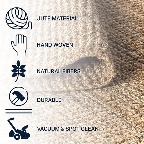Natural Jute Fringe Indoor Area Rug 4x6 - Bohemian Rustic Reversible