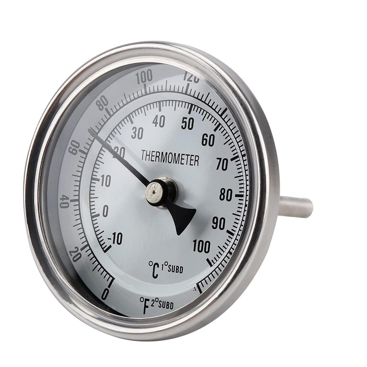 3" Dial 2" Probe FERRODAY 1/2 NPT Stainless Steel Dial Thermometer 1/2 NPT Homebrew Kettle Thermometer Weldless w/O-Rings 0-220ºF Kettle Stainless Steel Brew Pot Thermometer