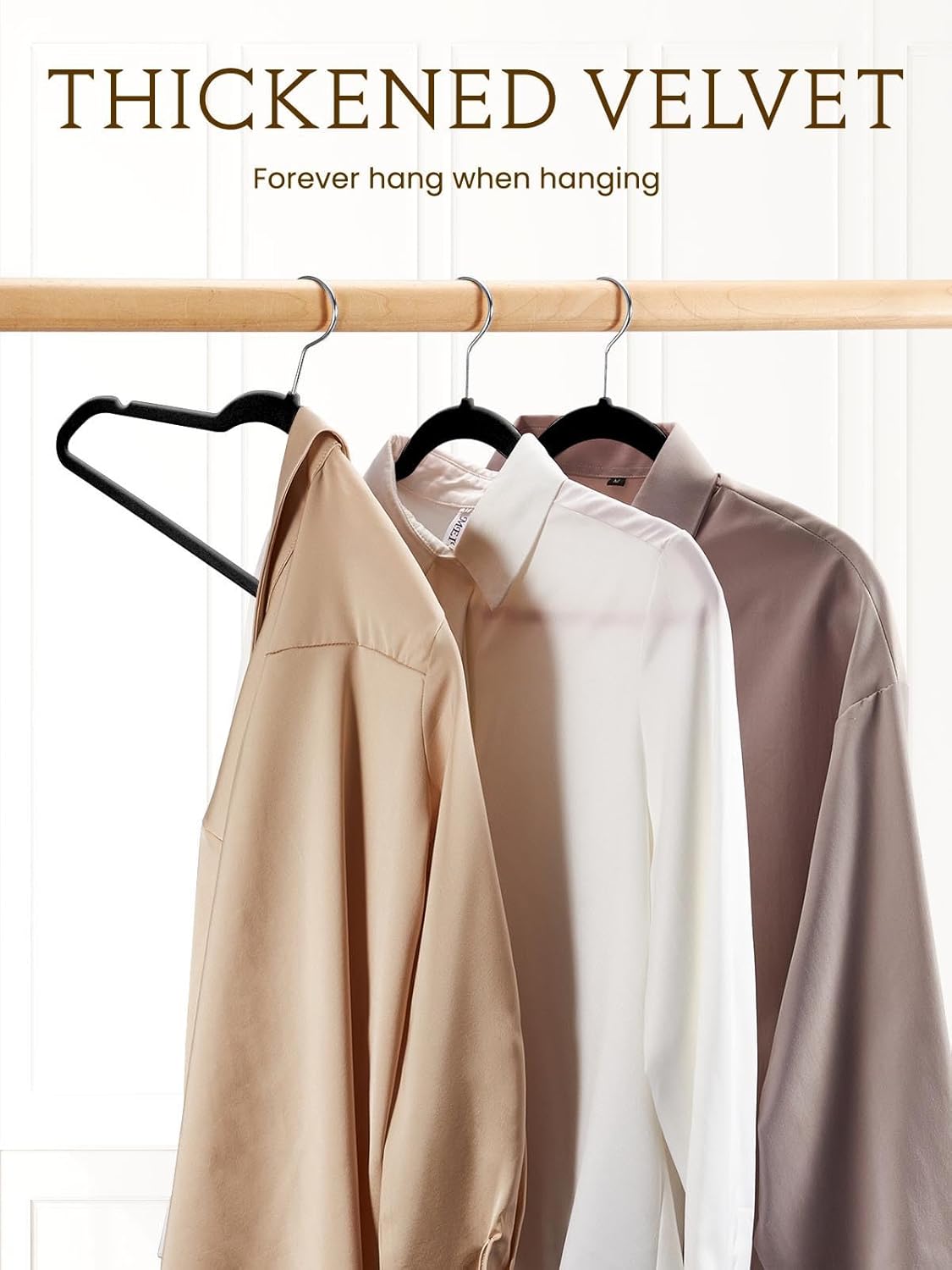 Smartor Velvet Hangers - 40 Pack Non-Slip Heavy-Duty Felt Hangers | Premium Slim Space-Saving Black with 360° Rotating Hook